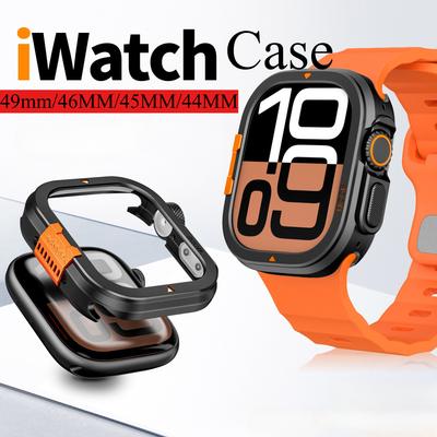Caja Metálica para Apple Watch Ultra 3/2/1 49mm Series 11 10 9 8 7 6 5 4 46mm 45mm 44mm Protector de Aleación de Aluminio Cubierta de Reloj Marco Bumper
