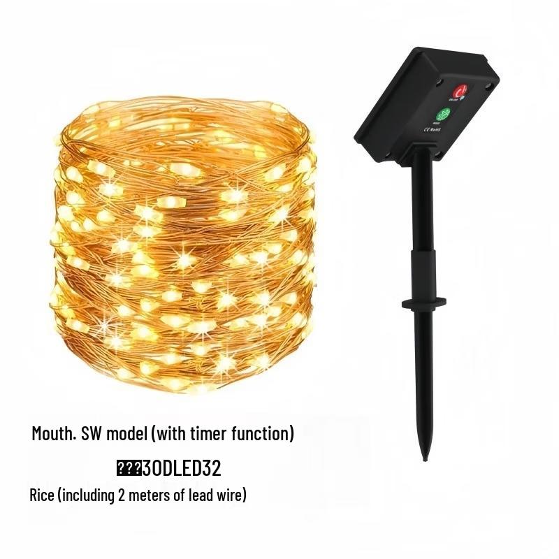 Outdoor Solar LED Copper Wire String Lights with Timer