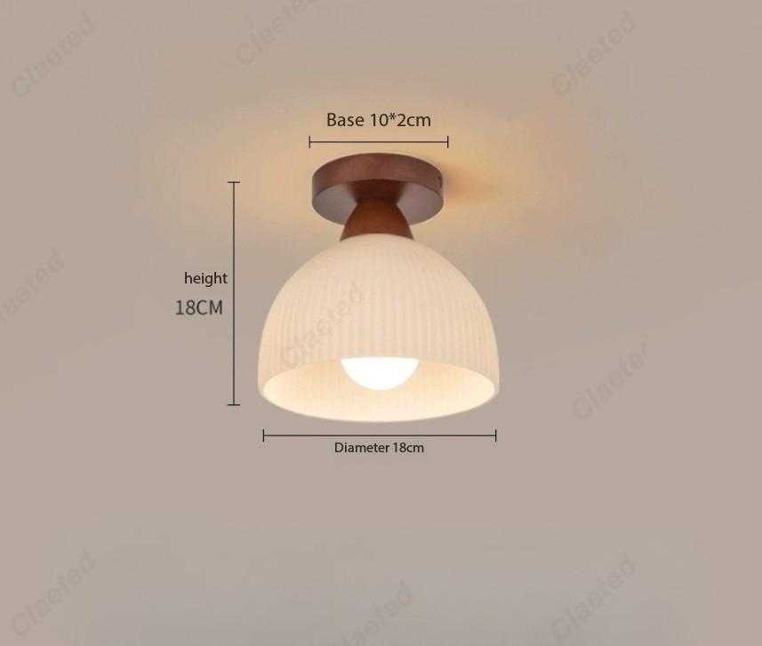 

New Japanese LED Cream Wind Glass Ceiling Lamp Living Room Dining Room Porch Aisle Balcony Decorative Lighting E27 Warm Light