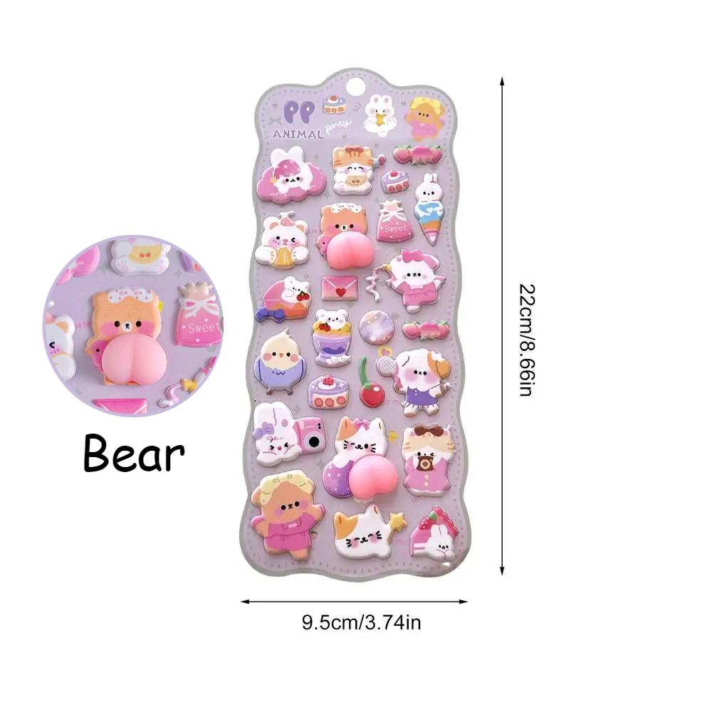 Kids 3D Animal Self-adhesive Stickers - Cute Bear Craft Toys for Phone Case Diary Scrapbook Pencil Case & Tablet Decor