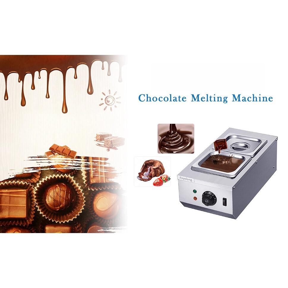 Máquina de Temperar Chocolate 600W Panela de Derretimento Aquecedor Elétrico Automático de Chocolate 2 Tanques Aço Inoxidável Aquecedor de Líquidos