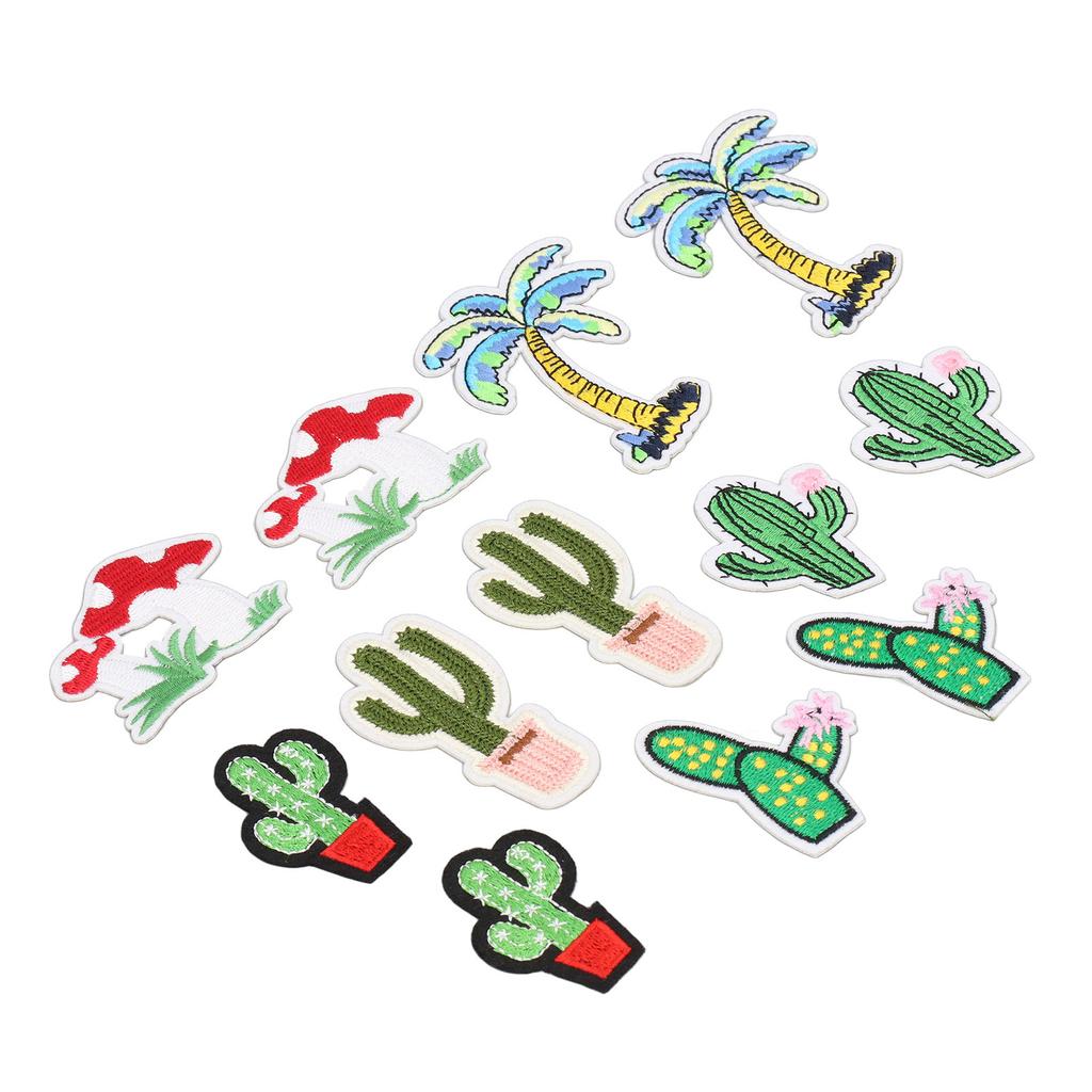 12pcs Plant Patches DIY Decoration Plant Appearance Cotton Iron On Patches Easy Iron Embroidered Patch for Dress Package