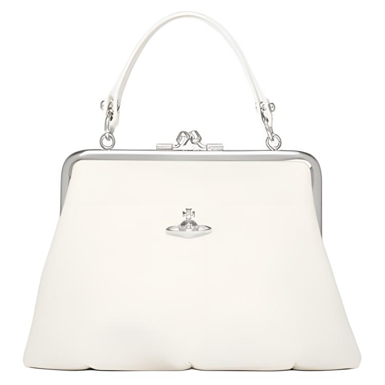 

Vivienne Westwood Granny Frame Polished Metal Hardware Tote Bag Women handbags Off-White 4B010007WS0021OFFWHITE Basic Set (Bag+Dust Bag)