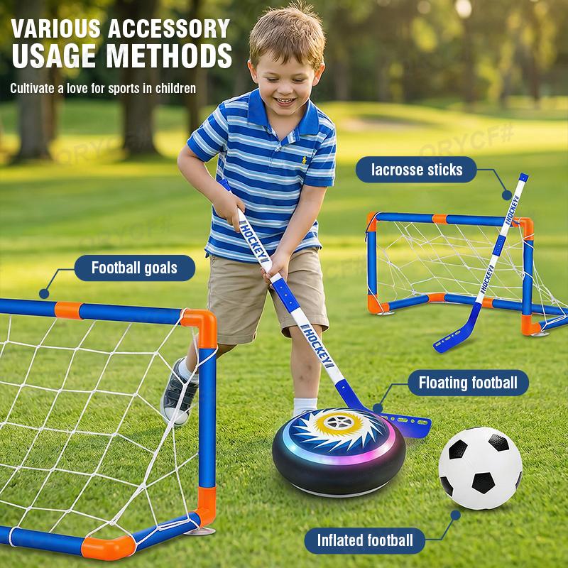 Double Football Goal Kids Toys Universal Ice Hockey With Air Cushion Suspension Football Belt Led Lights Adjustable Indoor Game