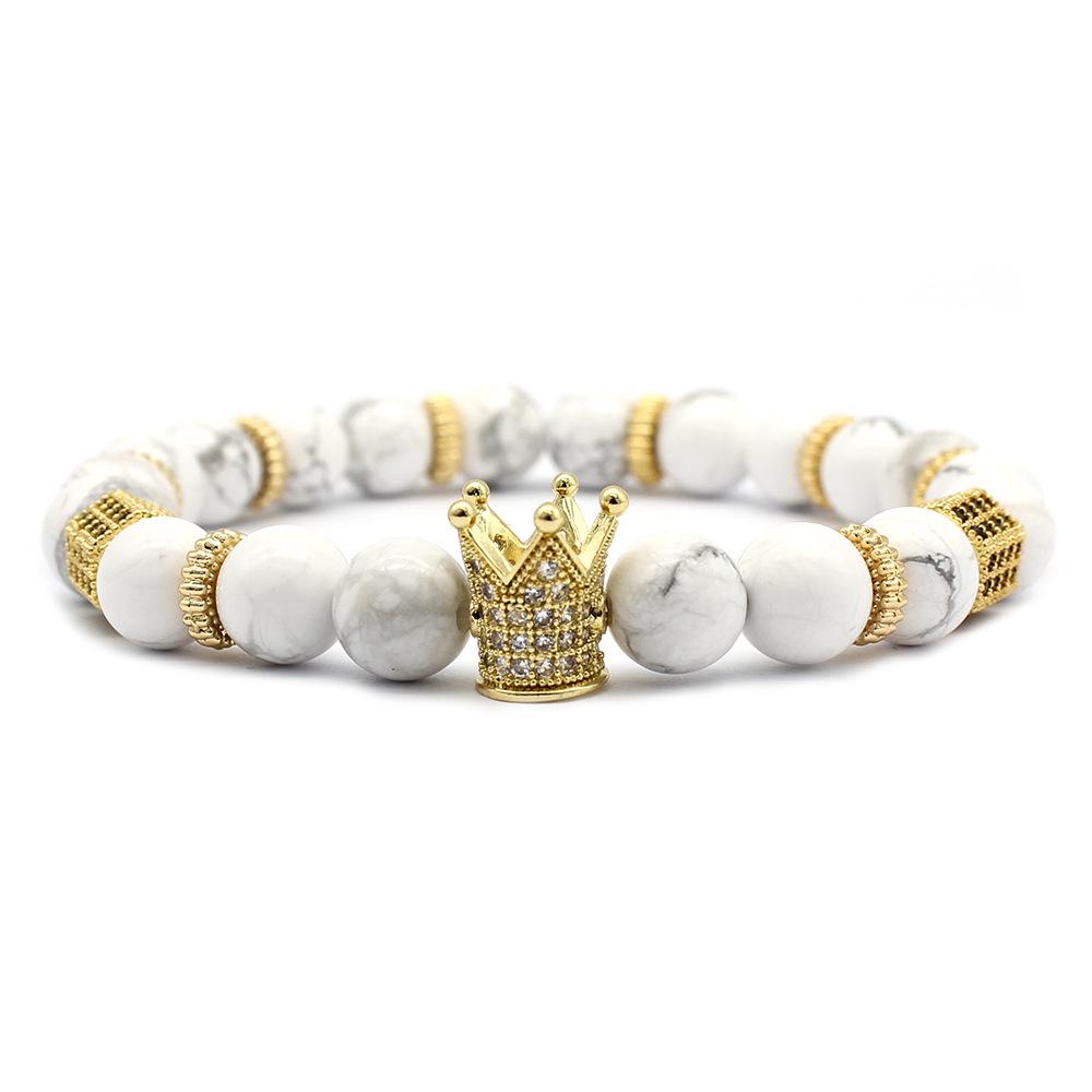 2019 Zirconia Crown Stone & Imperial Frosted Bead Bracelet with Copper Fittings