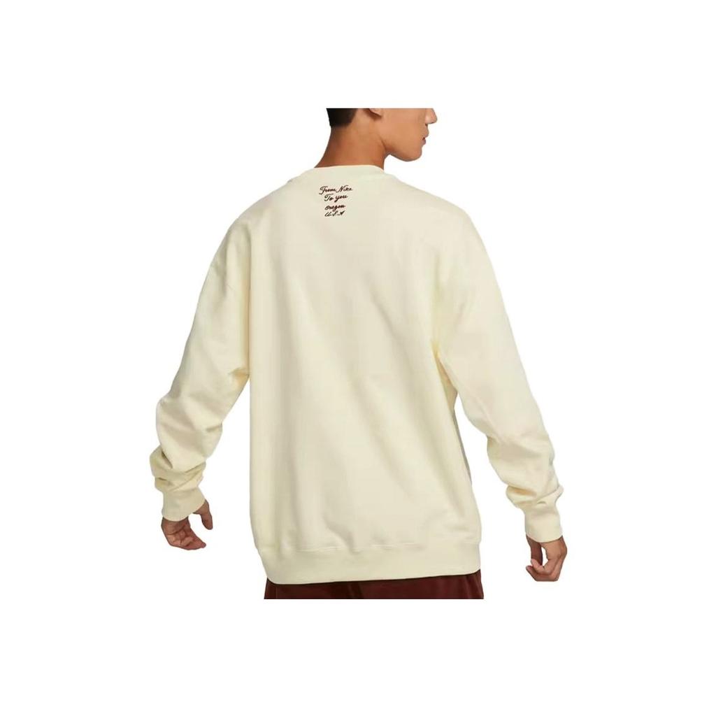 Nike Letter Logo Print Knit Sweatshirt Men Tops Beige FV9513-113