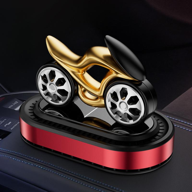 

Mounted Solar Powered Motorcycle Ornament Car Desk Gadgets Wheel Rotating Fidget Roller Spinning Top Tip Gyro Metal Children