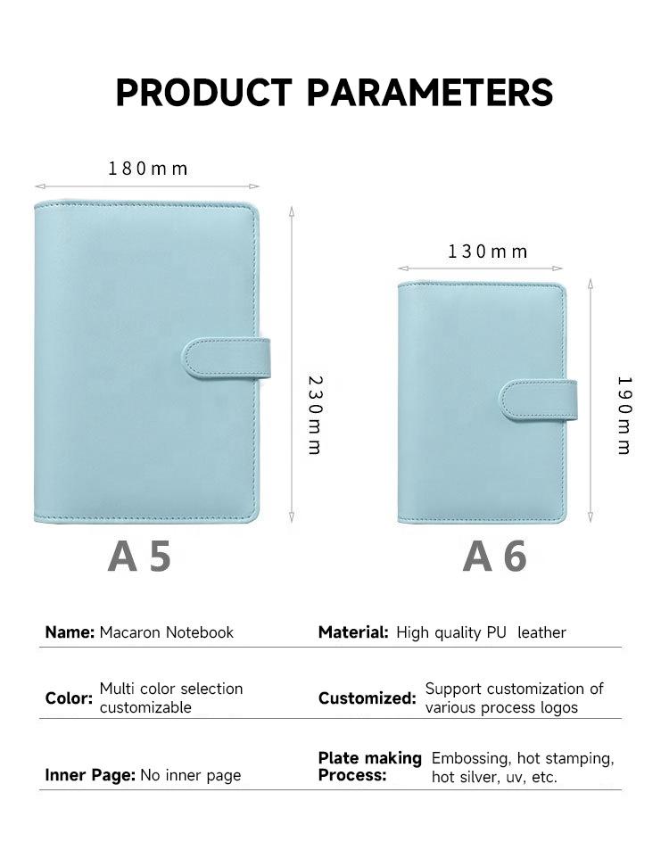 Customized Planner Diary Notebooks A5 A6 A7 Ring Binder Budget Pu Leather Binder Clip Notebook