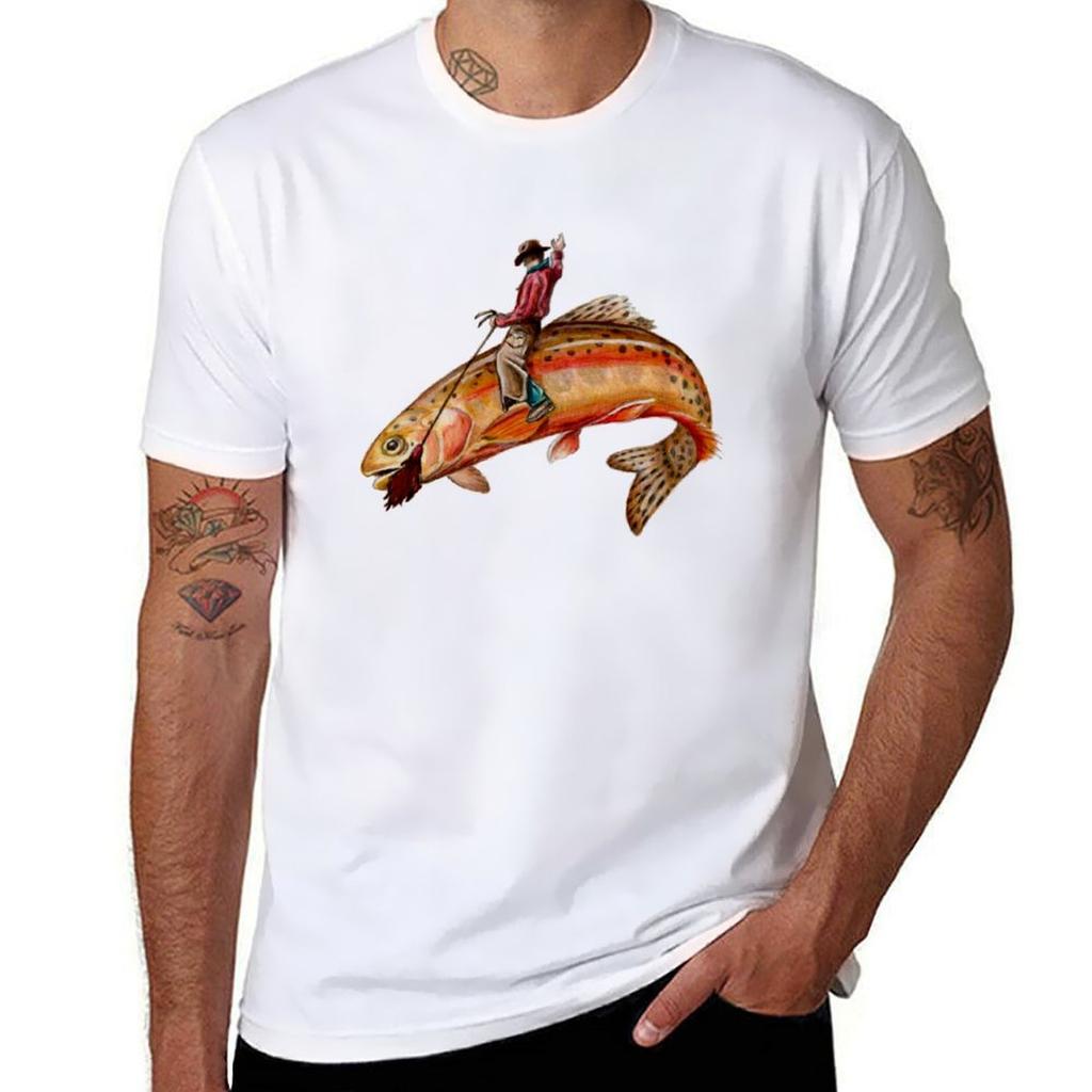 Golden Trout Cowboy TShirt Basic Tee Shirt for Everyday Outfit