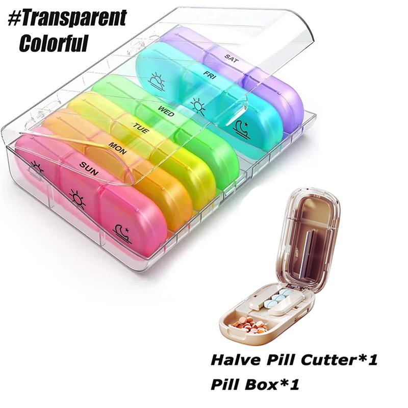 Weekly Pill Organizer Case Portable Travel Pill Box 7 Days Large Compartments for Vitamins Medicine Eating At Time First Aid Kit