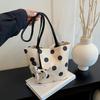Niche Women's Polka Dot Canvas Bucket Shoulder Bag 2026
