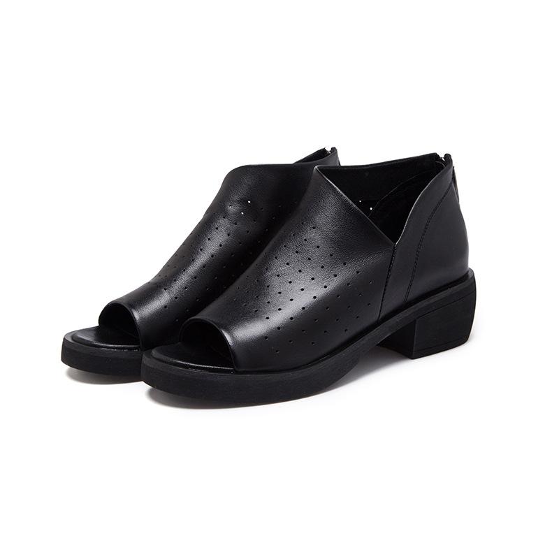 

Summer new women s shoes leather shoes fish mouth personality heel shoes solid color trend light mouth single shoes 40