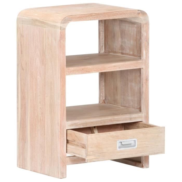 Table de chevet - vidaXL - Bois d'acacia massif - 40x30x60 cm - 1 tiroir - 2 étagères