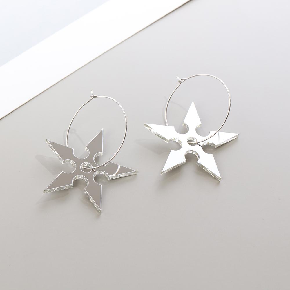Acrylic Streetwear Jewelry Mirror Surface Darts Hoop Earrings Dragon Earrings Dragon Pattern Totem