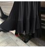 Autumn/Winter 2025 Women's High-Waisted Black Fishtail Pleated Mid-Length Skirt with Irregular Hem