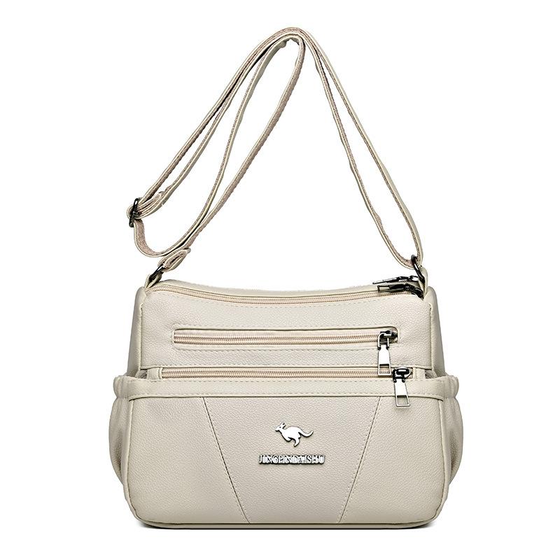 Borsa da donna in morbida pelle, grande capacità, borsa per mamma di mezza età, borsa a tracolla multistrato, borsa per cellulare, piccola borsa quadrata