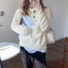 Korean Style Cashmere Sweater Turtleneck Women's Jumper Autumn Winter Buttons Loose Pullover Long Sleeve Knitwear