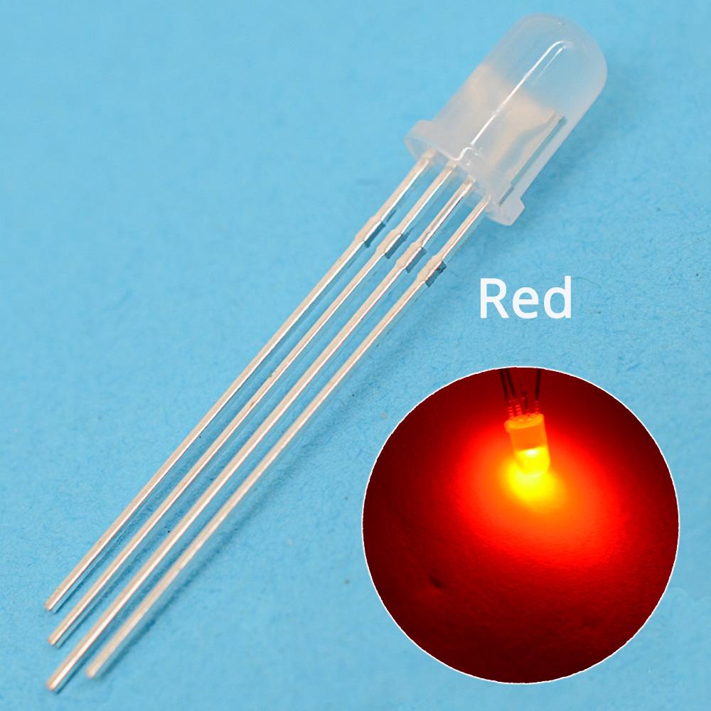 100 Stück LED-Emitting Diodes Min F5 5 mm runde Lampenperle 4-polige diffuse Glühbirne RGB dreifarbige gemeinsame Kathode Dekoration Atmosphäre Neon