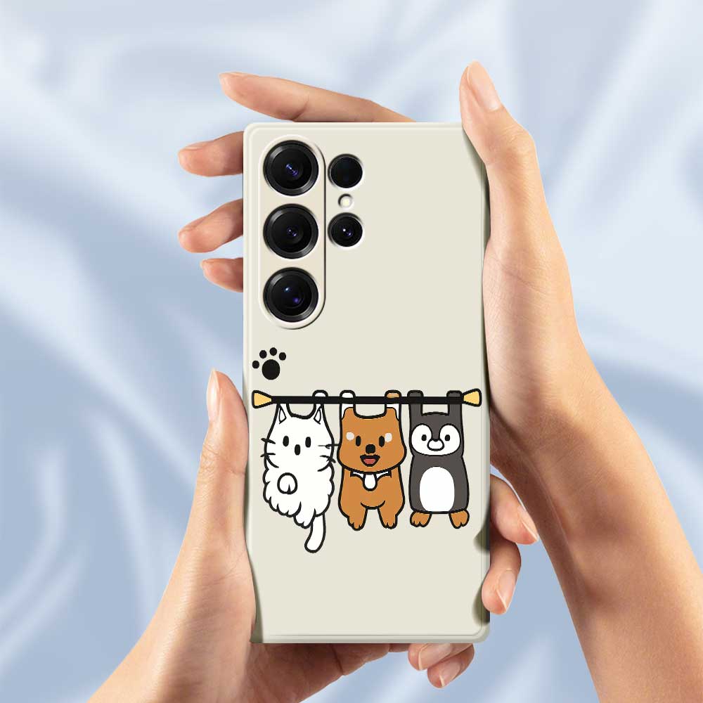 For Samsung Galaxy S25 Ultra Case Three Animal Dolls Pattern Printing Straight Edge TPU Phone Back Cover