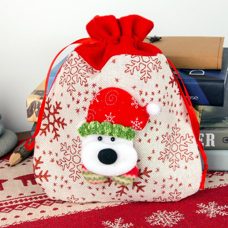 

Рождественский подарочный пакет, Льняной мультяшный рождественский пакет для конфет, Сумка-тоут, Подарочный пакет Санты