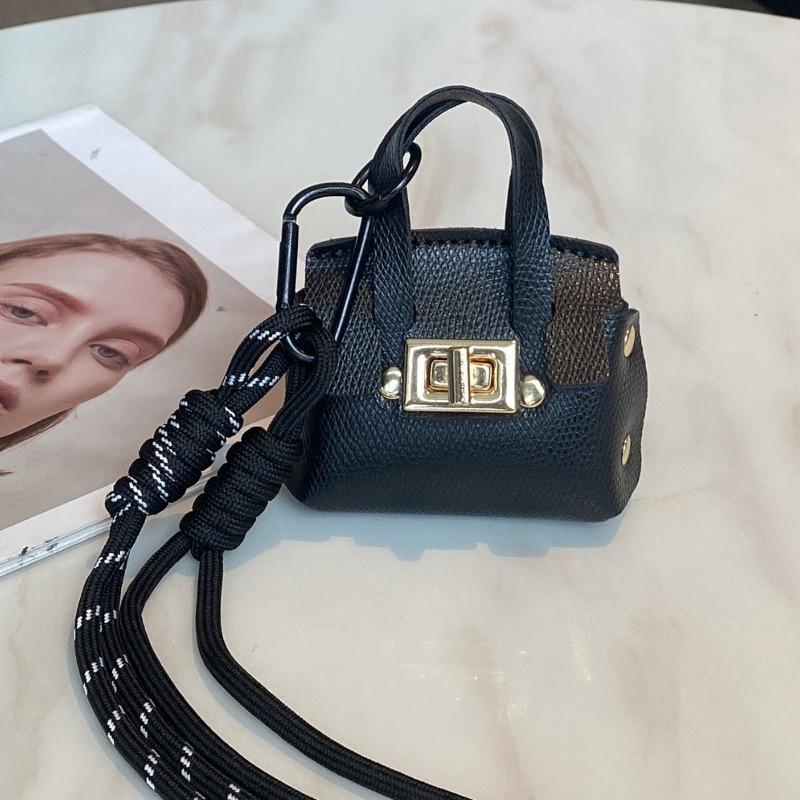 Mini Coin Purse Bag Pendant Cute Square Handbag Earphe PU Leather Creative Car Key Chain Pendant Decorati Multi-functial