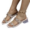 High heels women's new pearl butterfly square head in the summer of 2024 with sandals fashionable outer wear large size slippers