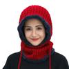 Plush Winter Warm Outdoor Sports Ear Protection Hooded Hat Scarf Knitted Beanies Cap Neck Warmer