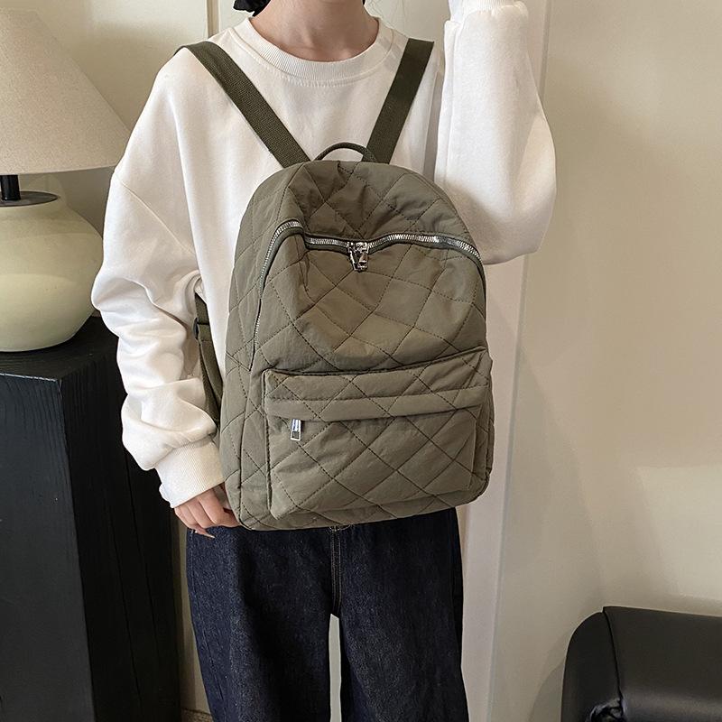 New casual rhombus versatile junior high school student backpack travel backpack large capacity simple