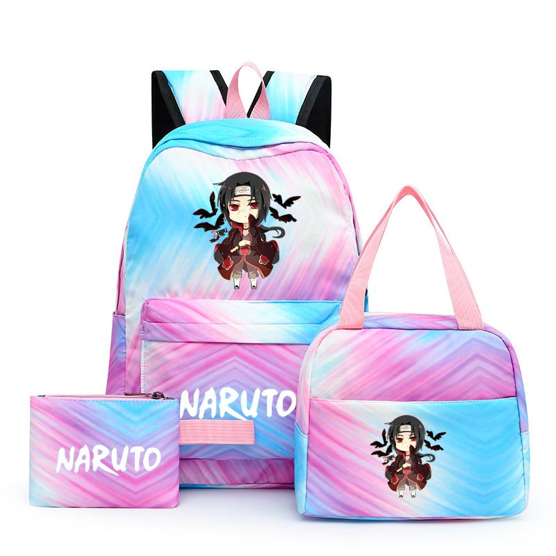 3-teiliger Schulrucksack für Mädchen Y2K mit Lunch-Taschen, Studenten-Taschen-Set, Kinder-Stifttasche, zurück zur Schule, Anime-Leinwand-Rucksack