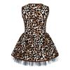 Girls Prehistoric Cave Costume Leopard Print V Neck Sleeveless Mesh Puffy Dress with Built In Briefs