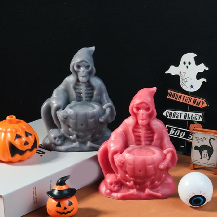 Halloween Silicone Ornament Mold Soap Making Mold Skull Shape Candle Mold Silicone Texture Suitable for Home Decorations