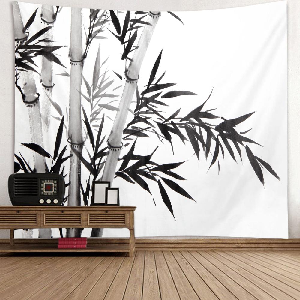 

Китайский дзен-сад, зеленый бамбуковый гобелен с принтом кувшинки, домашняя гостиная, украшение стены комнаты, тканевый гобелен 100x75cm