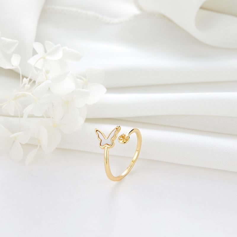 

Zhongxing 14k Ракушка Бабочка Циркон Регулируемое Открытое Кольцо в Европейском и Американском Стиле Легкой Роскоши