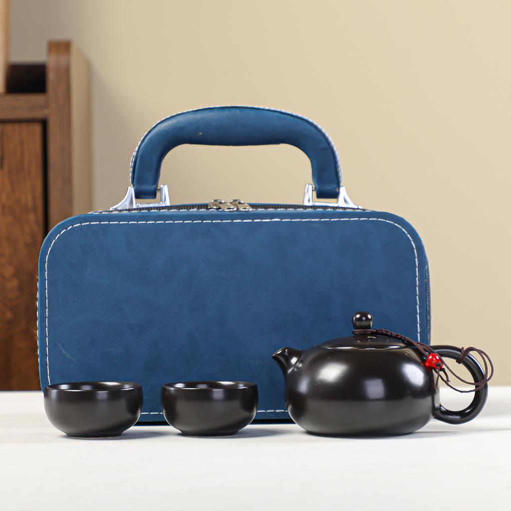 Kung Fu Travel Tea Set Ceramic Complete Outdoor Portable Tea Set Gifts One Pot, Two Cups, Four Cups