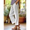 Spring Summer New Women Solid Cotton Linen Wide Leg Pants, Elastic Waist Loose Casual Trousers, Breathable Daily Fashion Bottoms