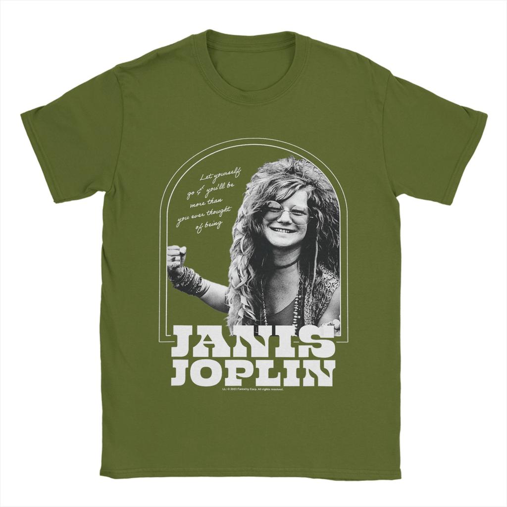 Mens TShirt Janis Joplin Let Yourself Go Be More Novelty Pure Cotton Tees Short Sleeve T Shirts Crew Neck Clothes Printed