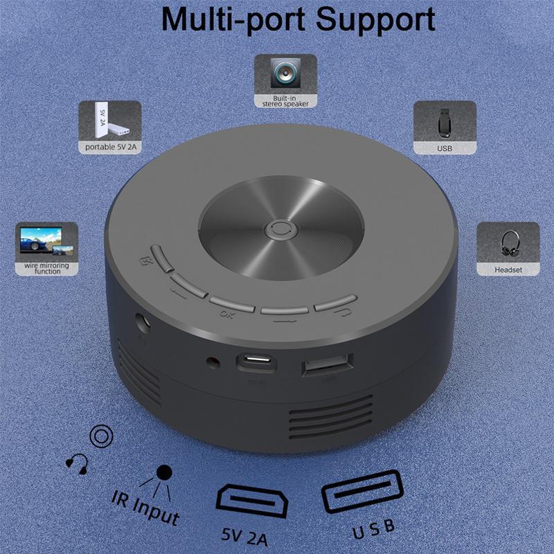 Miniprojektor 1080P Domácí kino Kino USB Mini Přenosný HD LED projektor Podpora projekce z mobilního telefonu Funkce zrcadlení