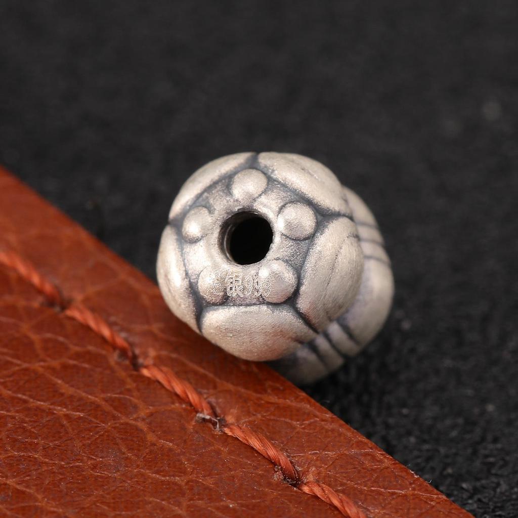 Sterling Silver S999 Double Lotus Flower Beads for DIY Red String Bracelet, 3D Pure Silver Jewelry Accessories.