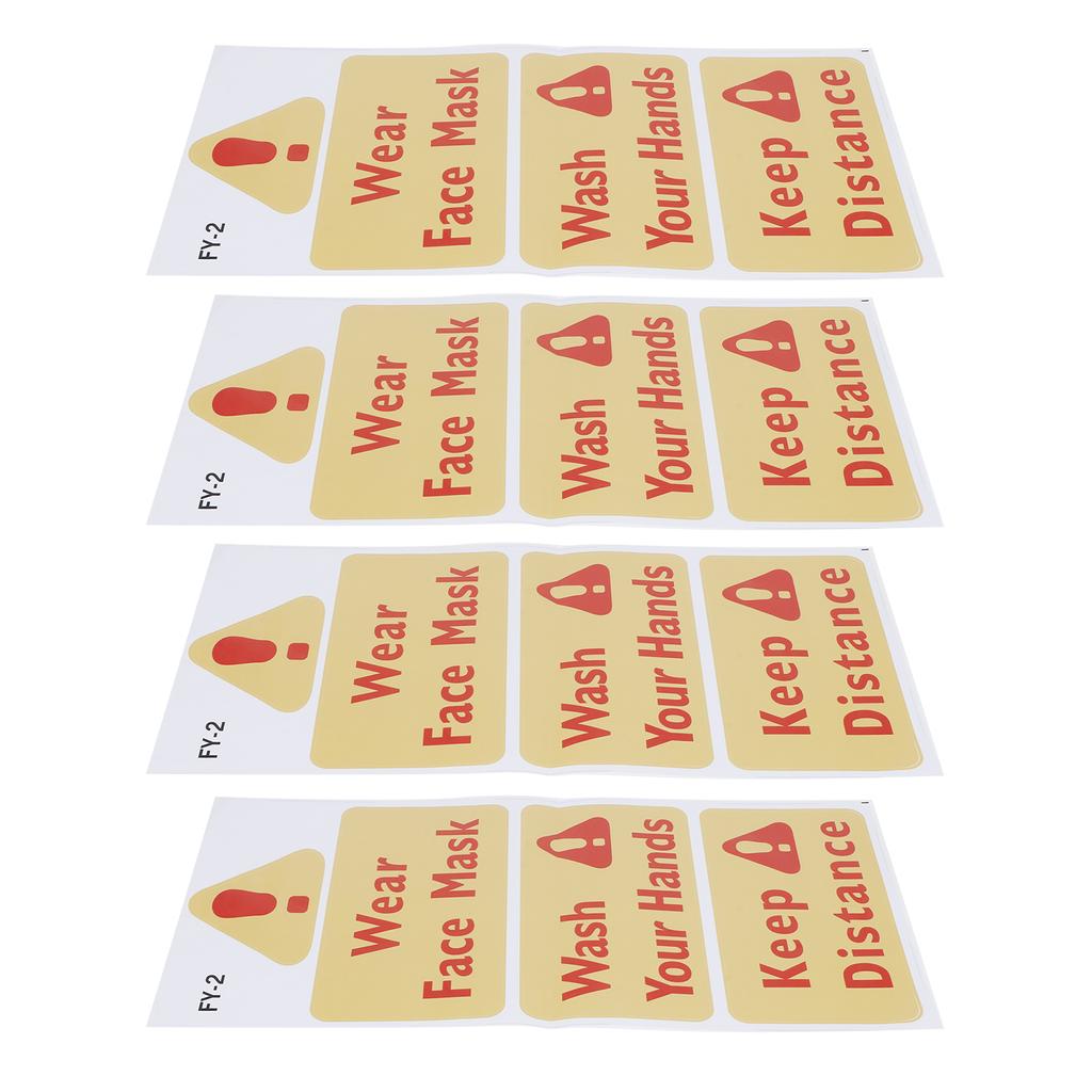 4PCS Warning Signs Wall Sticker Caution Warning Decals DIY Kitchen Shop Window Decor