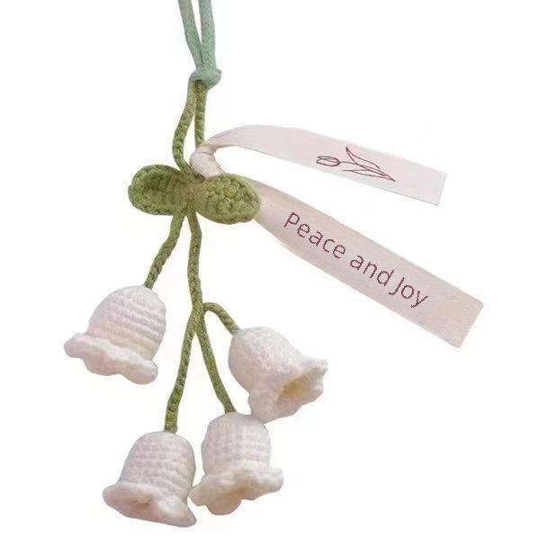 Wool Lily of the Valley Pendant - Handwoven Car Decoration.