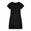 Summer U-neck Short Sleeve Dress for Women New Fashion Elegant High Waist Thin Casual Bodycon Dresses Female Solid Color Simple Party Short Dress 3595