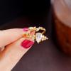 Japanese light luxury two pairs of rings, open branches and buds, fashionable zircon personalized rings, niche design jewelry women