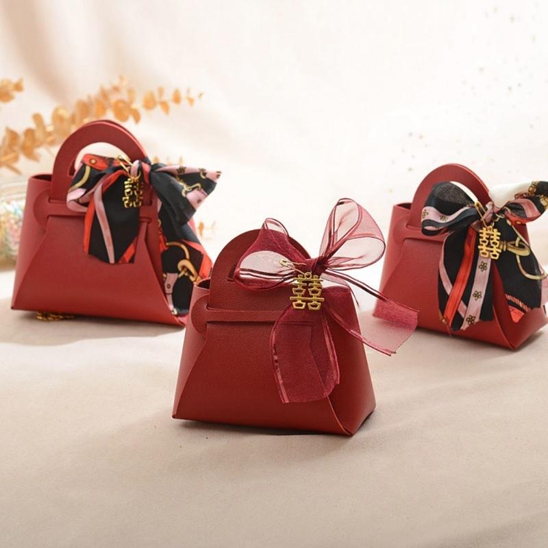 10 Pieces Stylish Leather Packaging Box Leather Travel Bag Small Candy Bag PU Storage Box for Jewelry and Small Item