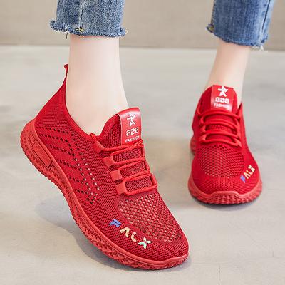 Shoes Women's 2024 Spring New Fly-woven Single Shoes Douyin Hot-selling Women's Shoes Breathable Casual Sports Shoes Women