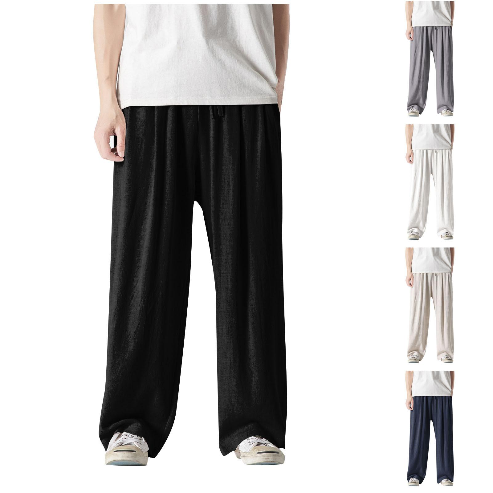 

Повседневные прямые брюки из хлопка и льна, повседневные брюки, широкие брюки