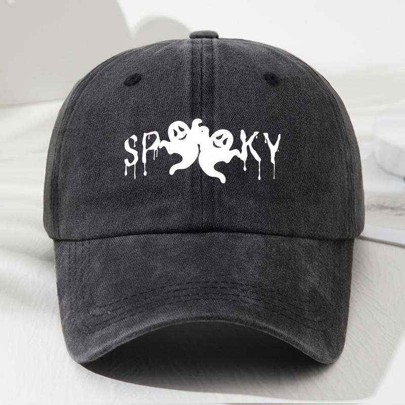 Unisex SPKY Halloween Black Humor Print Soft Top Baseball Cap Adjustable Outdoor Sports Hat