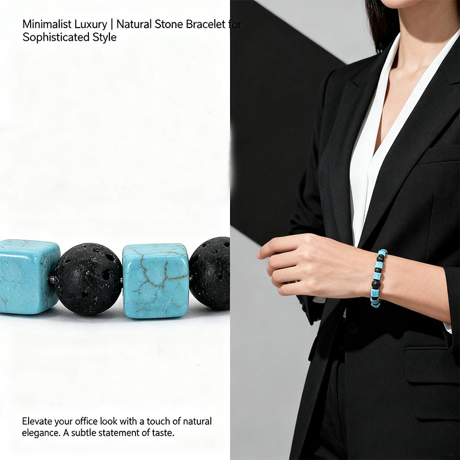 Noter Handmade Blue Bowlite Lava Obsidian Sustainable Stone Bracelet Men Women Couple Best Choice Perfect Gift Idea Beaded Joias