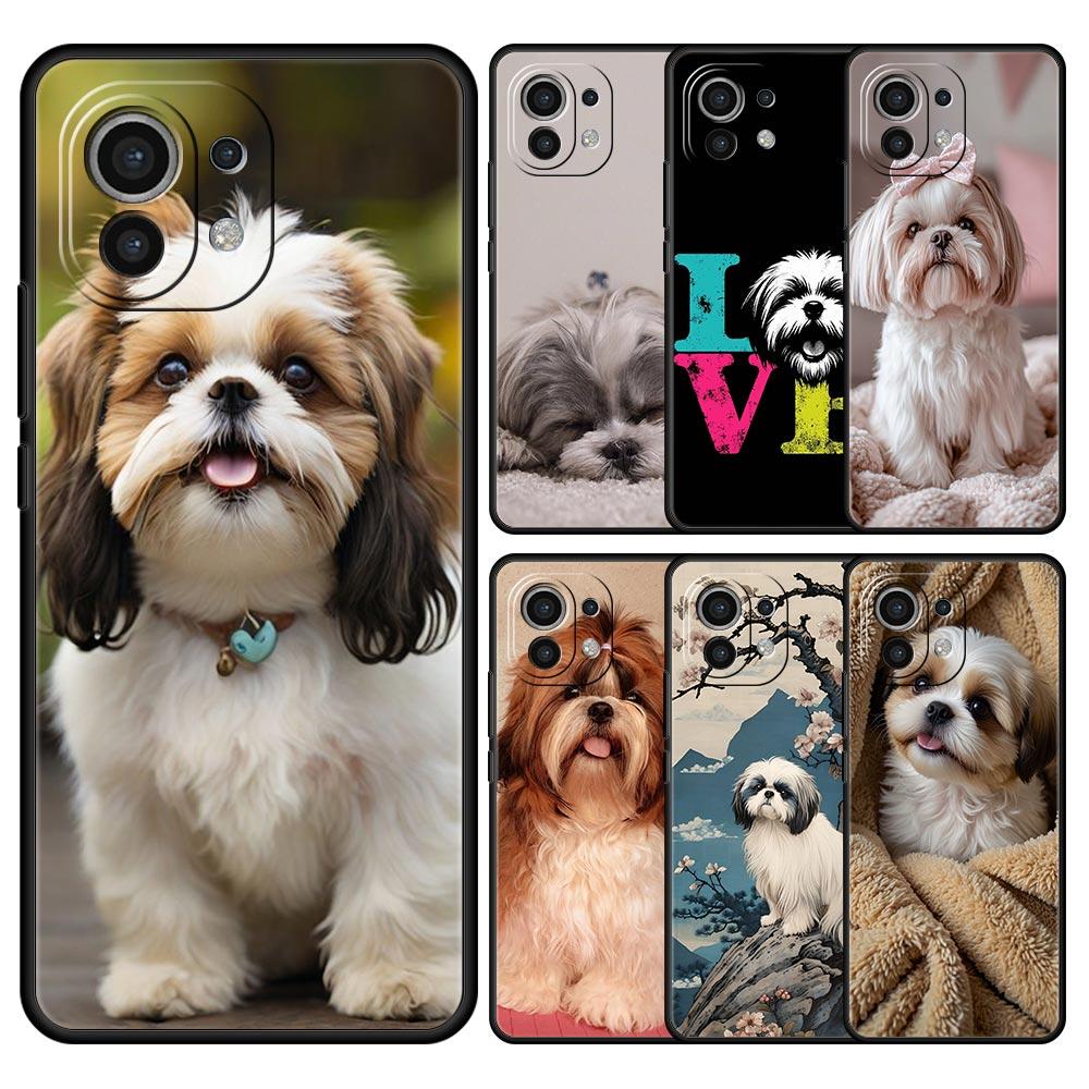 Phone Case For Xiaomi Mi 15 14 13 12 11 Lite 14T 13T 12T 11T Pro Poco X7 X6 X5 X3 Pro F6 F5 F4 Cover Shih Tzu Painting Cute