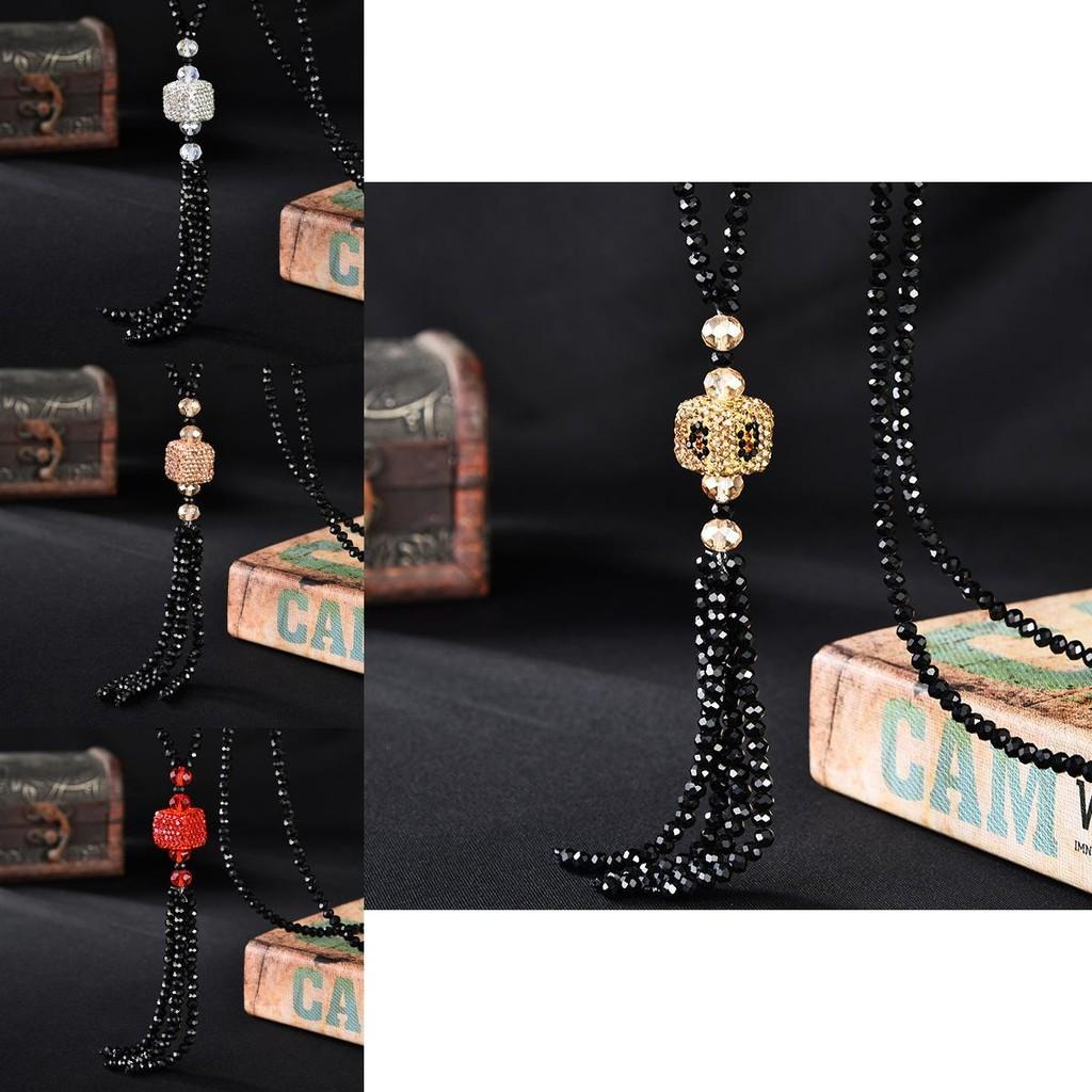 Elegante Kristall Pulloverkette Halskette Lange Länge Vielseitiges Modeaccessoire für Damen