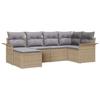 Garden Sofa Set with Storage 6 Pcs Beige Poly Rattan